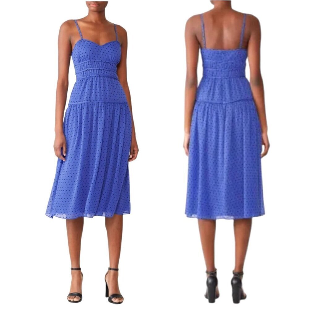 La Maison Talulah Dress Womens Small‎ Blue And Black Polka Dot Sorrento Midi